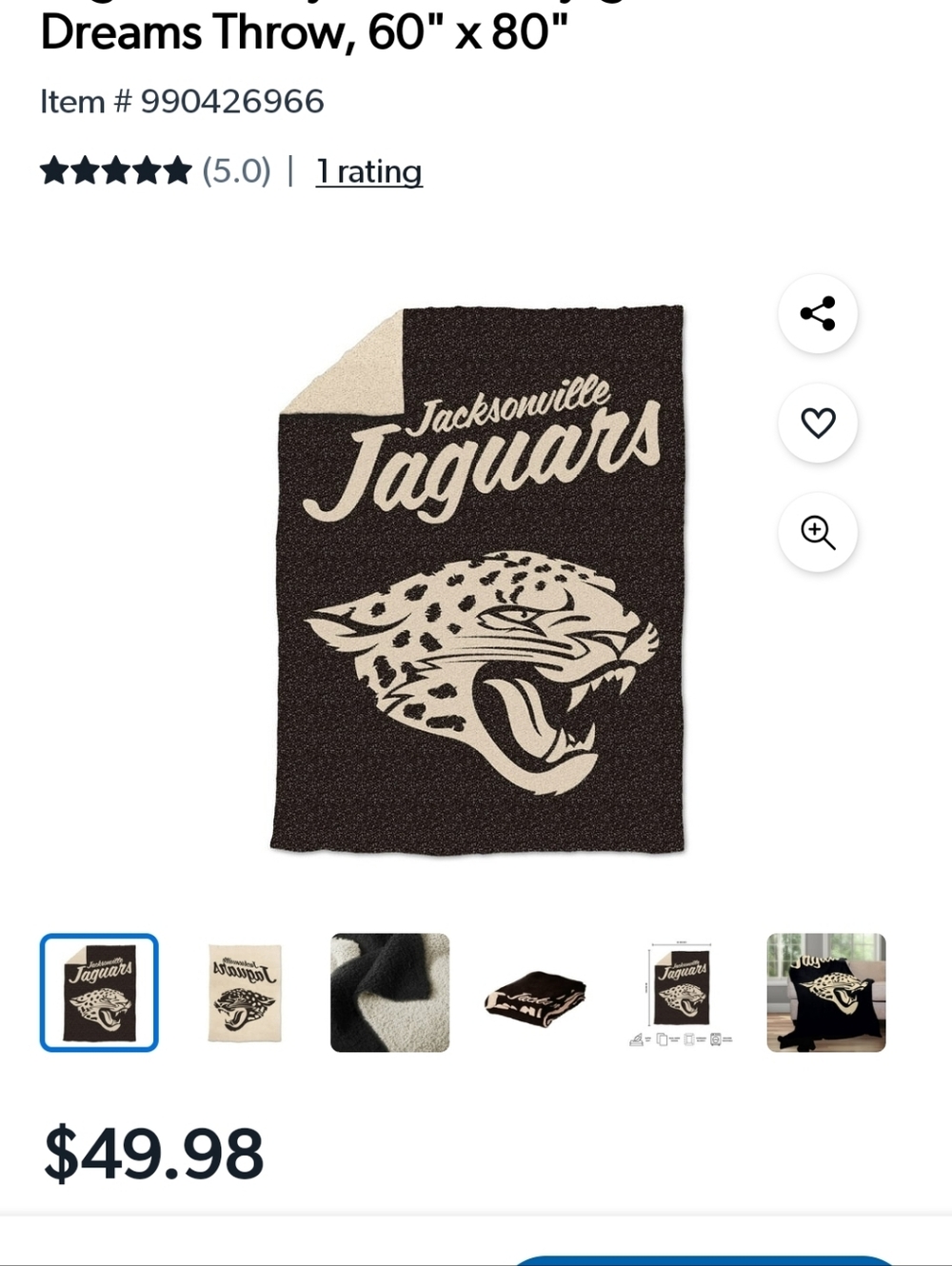 Jacksonville Jaguars Luxe Dreams Throw